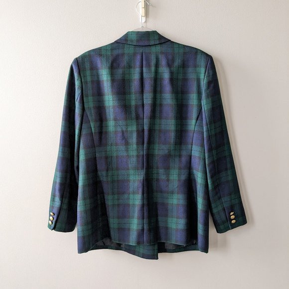 Pendleton Wool Navy/Green Plaid Longline Blazer - Picture 2 of 8